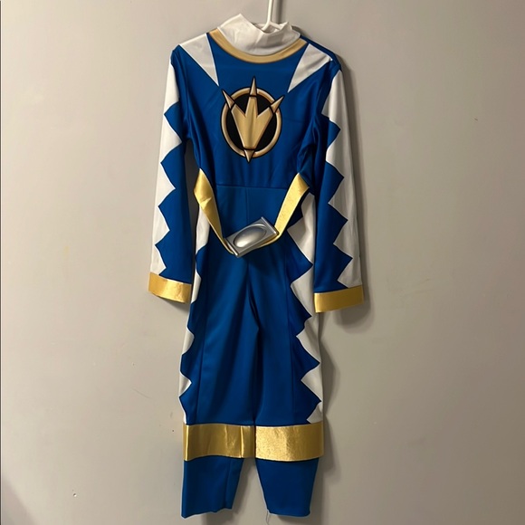 Power Ranger Blue and Gold Superhero Costume with Dynamic Patterns (Vintage) - Picture 3 of 10
